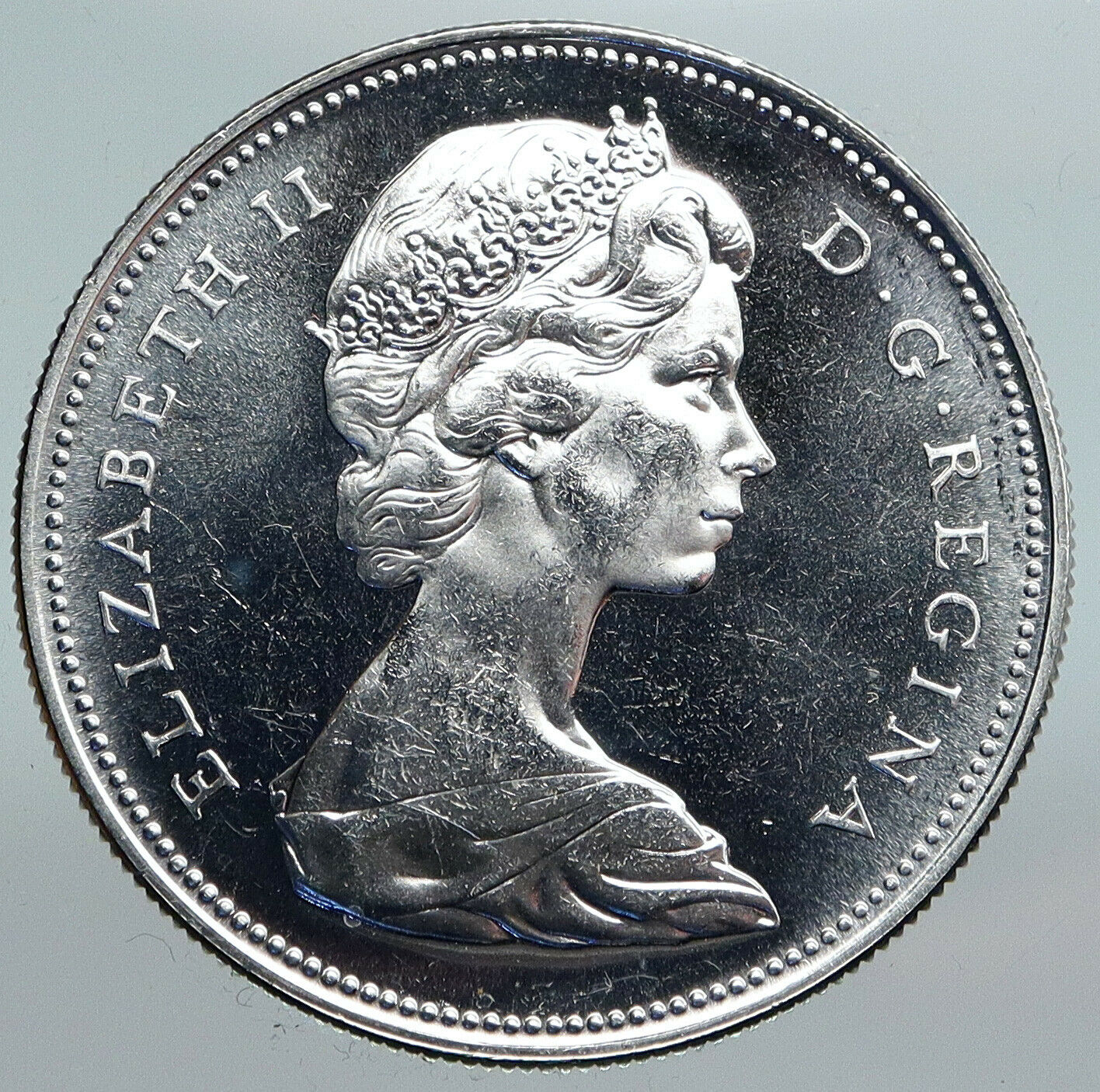 1966 CANADA w UK Queen Elizabeth II Voyagers Genuine Silver Dollar Coin i90224