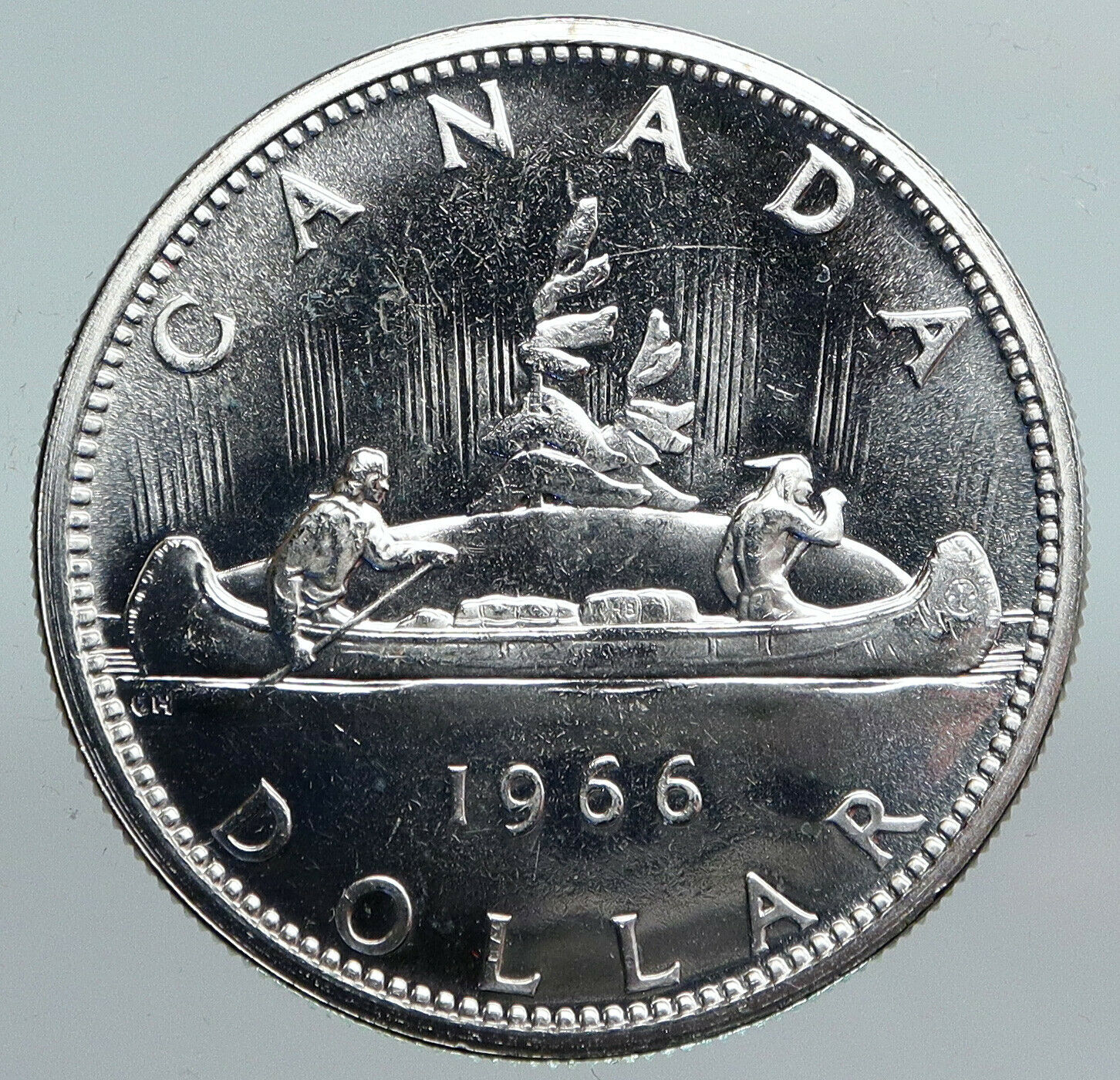 1966 CANADA w UK Queen Elizabeth II Voyagers Genuine Silver Dollar Coin i90224