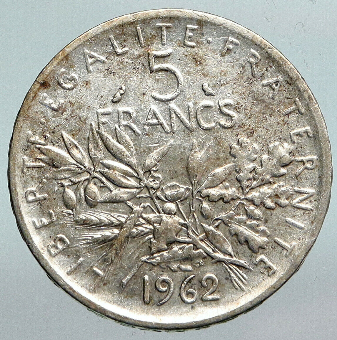 1962 FRANCE La Semeuse French SOWER WOMAN Old LARGE Silver 5 Francs Coin i90229