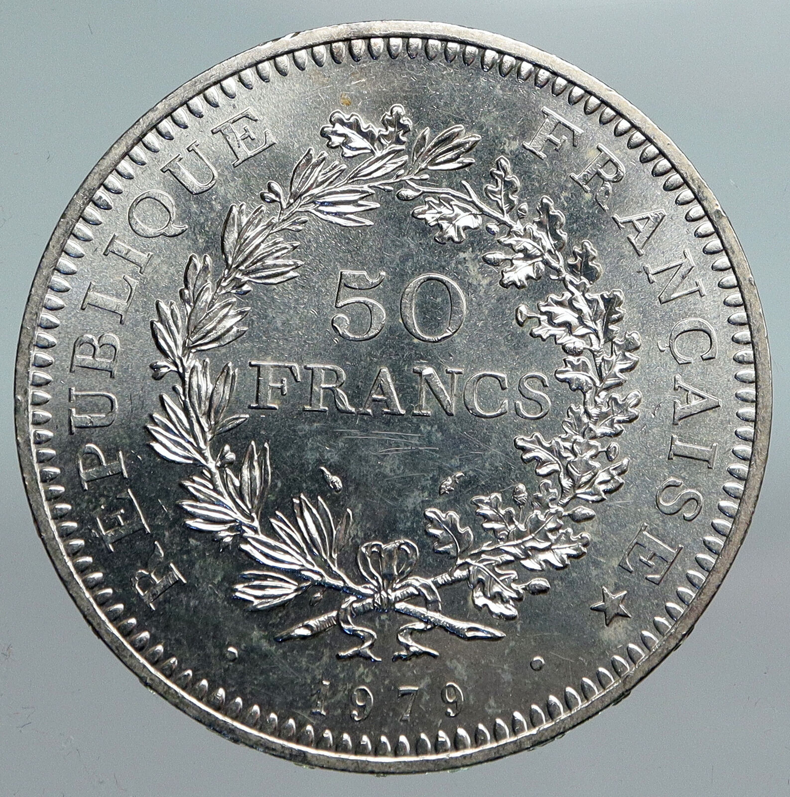 1979 FRANCE Large HERCULES Motto VINTAGE Old Silver 50 FRANCS French Coin i90240