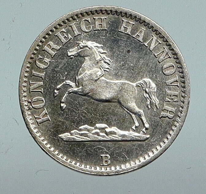 1859 HANNOVER GERMAN STATE Silver KING GEORGE V HORSE 1/2 Groschen Coin i90239