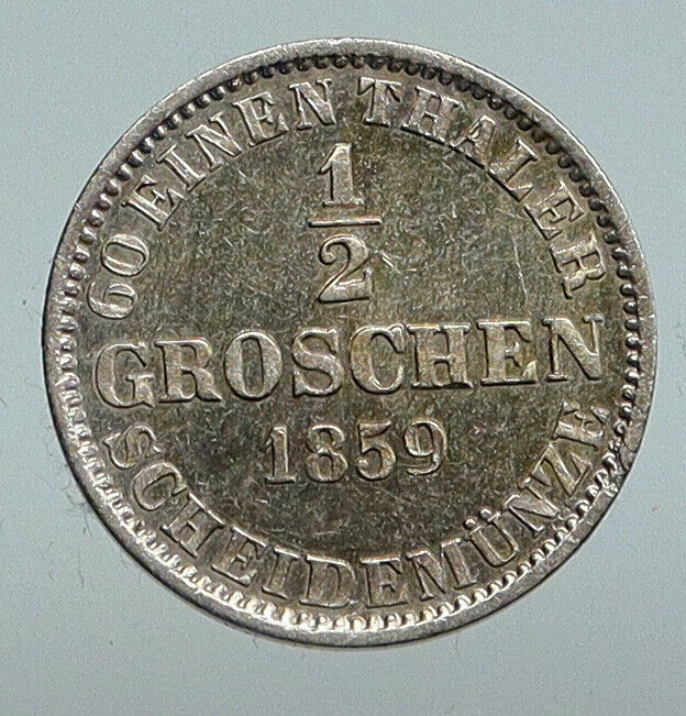 1859 HANNOVER GERMAN STATE Silver KING GEORGE V HORSE 1/2 Groschen Coin i90239