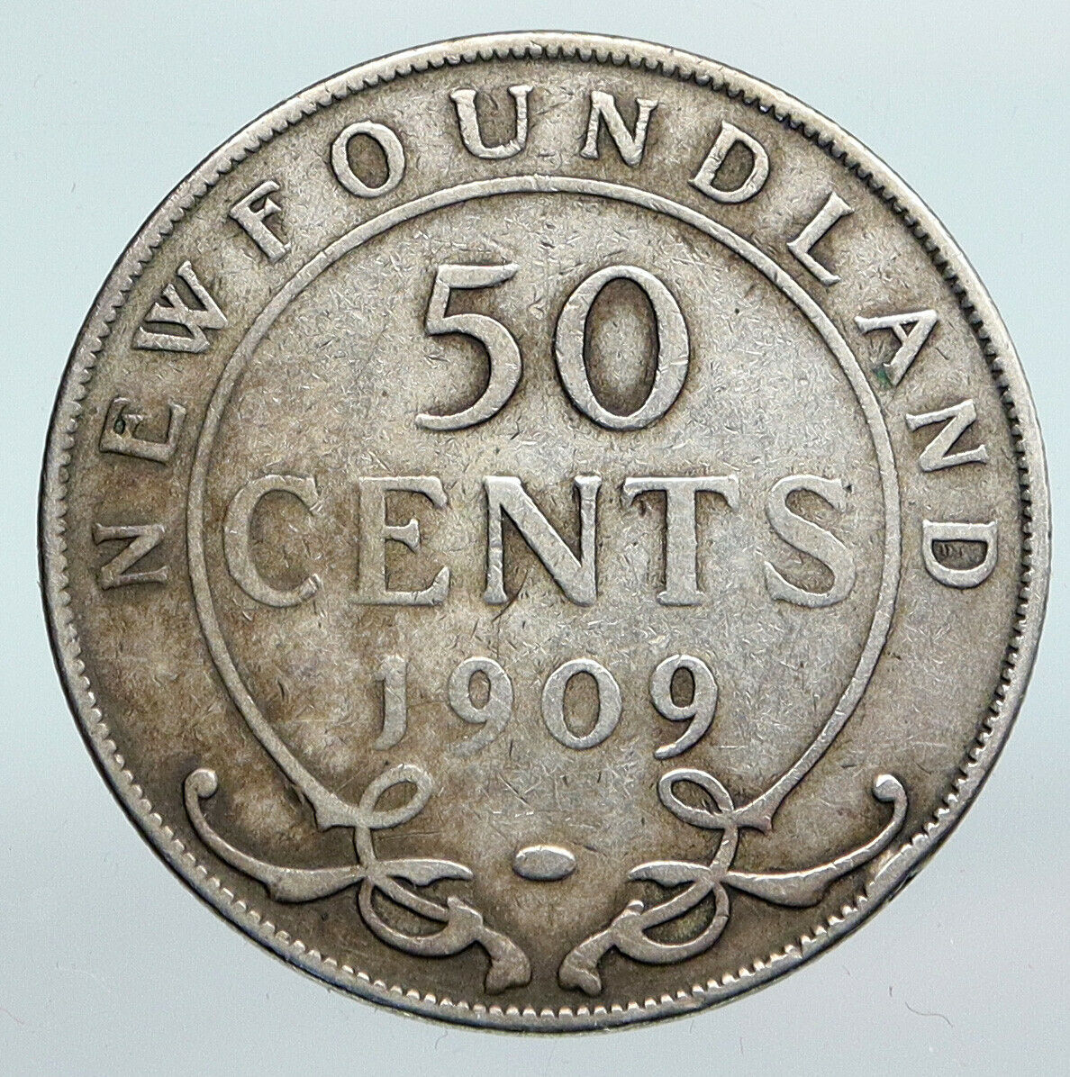 1909 CANADA Newfoundland Antique Silver 50 Cents Coin UK King Edward VII i90270