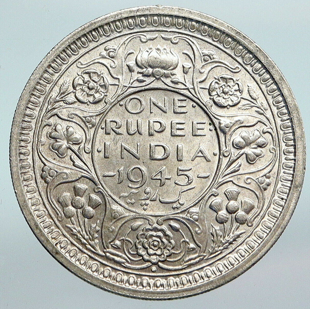 1945 INDIA STATES Indian Coin UK King George VI Antique Silver Rupee Coin i90268