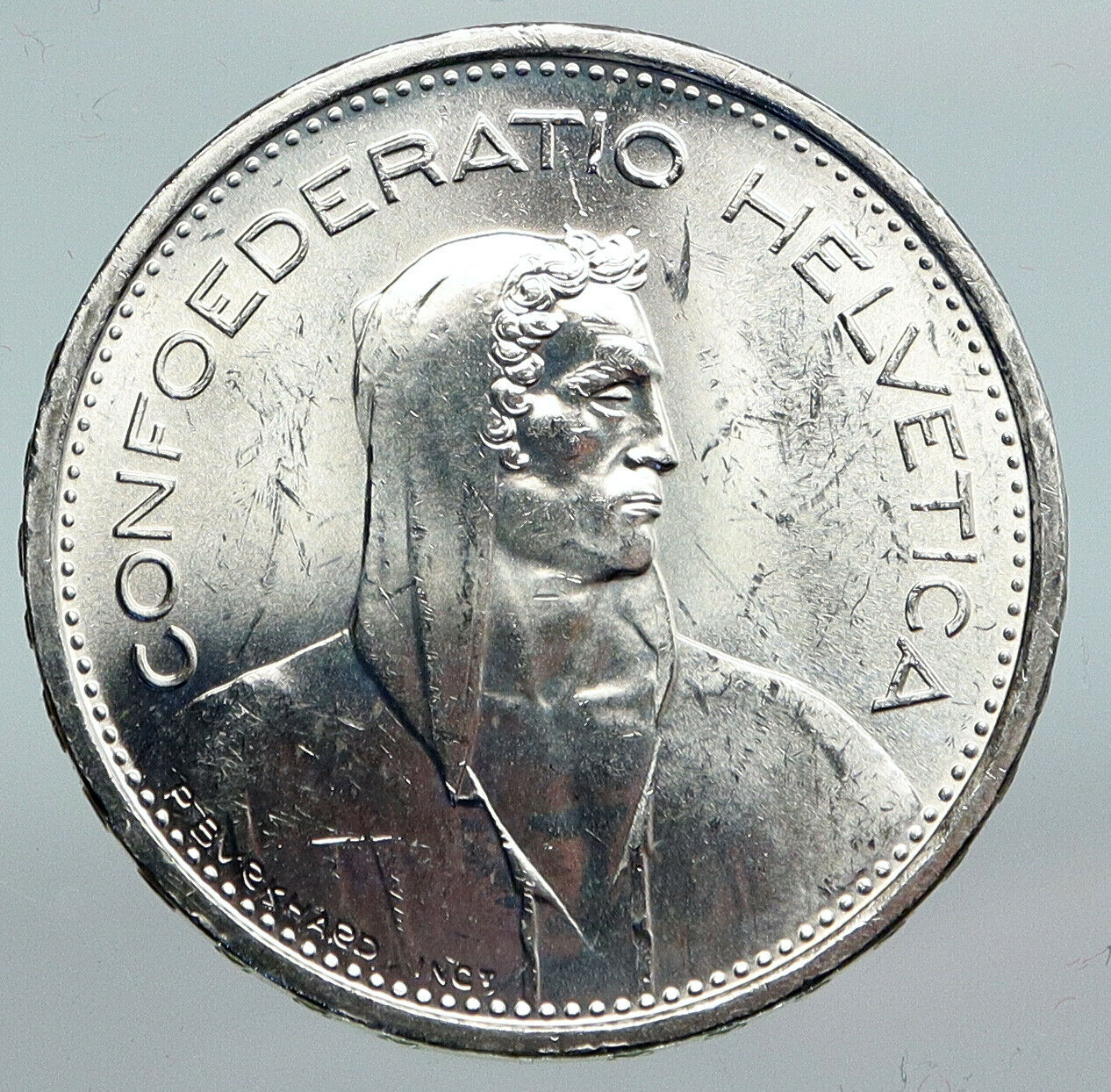 1967 Switzerland Founding HERO WILLIAM TELL 5 Francs Silver Swiss Coin i90303