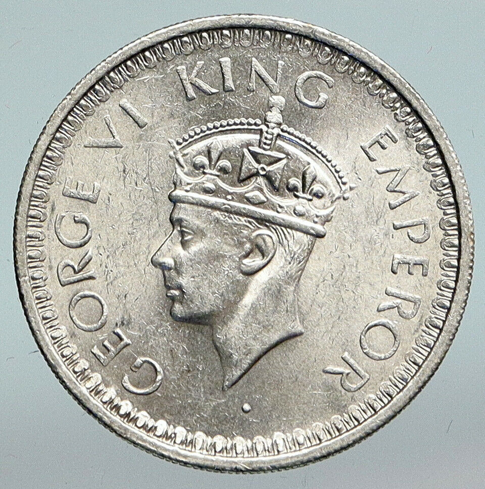 1945 L INDIA States UK George VI Antique OLD Silver 1/2 RUPEE Indian Coin i90307