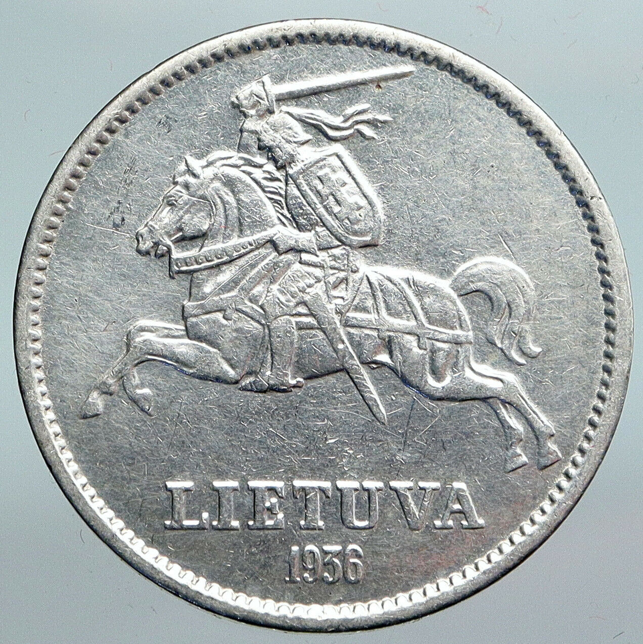 1936 LITHUANIA VYTAUTAS the GREAT Vintage Silver 10 Litai Lithuanian Coin i90326