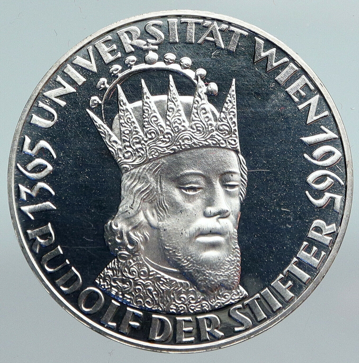 1965 AUSTRIA 600th VIENNA UNIVERSITY Rudolf IV Stifter PF Silver 50S Coin i90331