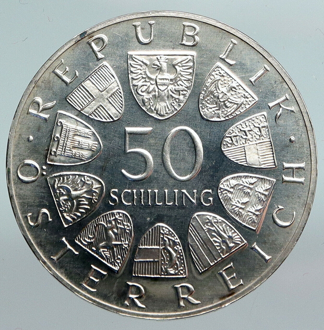 1965 AUSTRIA 600th VIENNA UNIVERSITY Rudolf IV Stifter PF Silver 50S Coin i90331