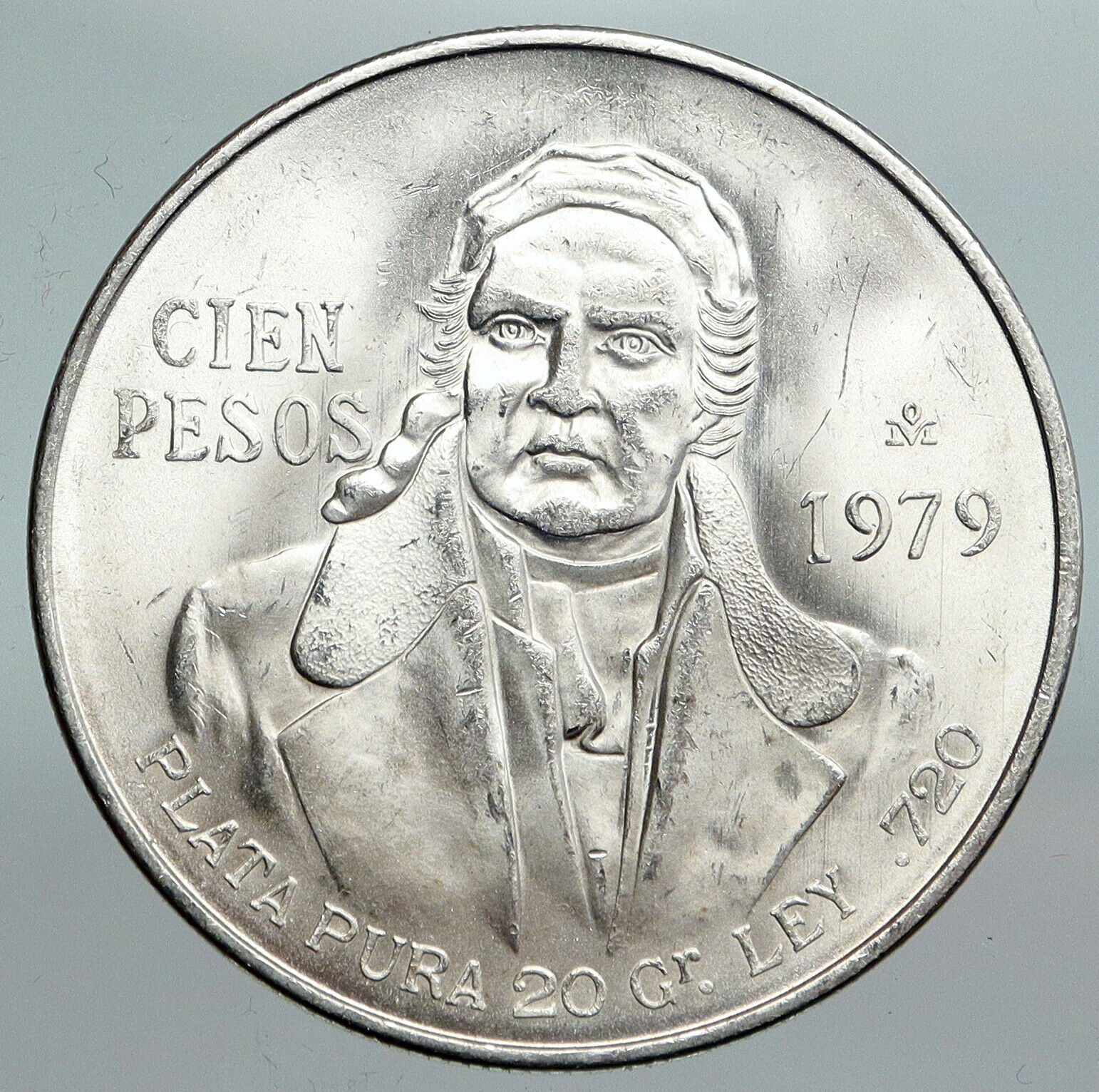 1979 Mexican Independence HERO Jose Maria Morelos Silver 100 Peso Coin i90371