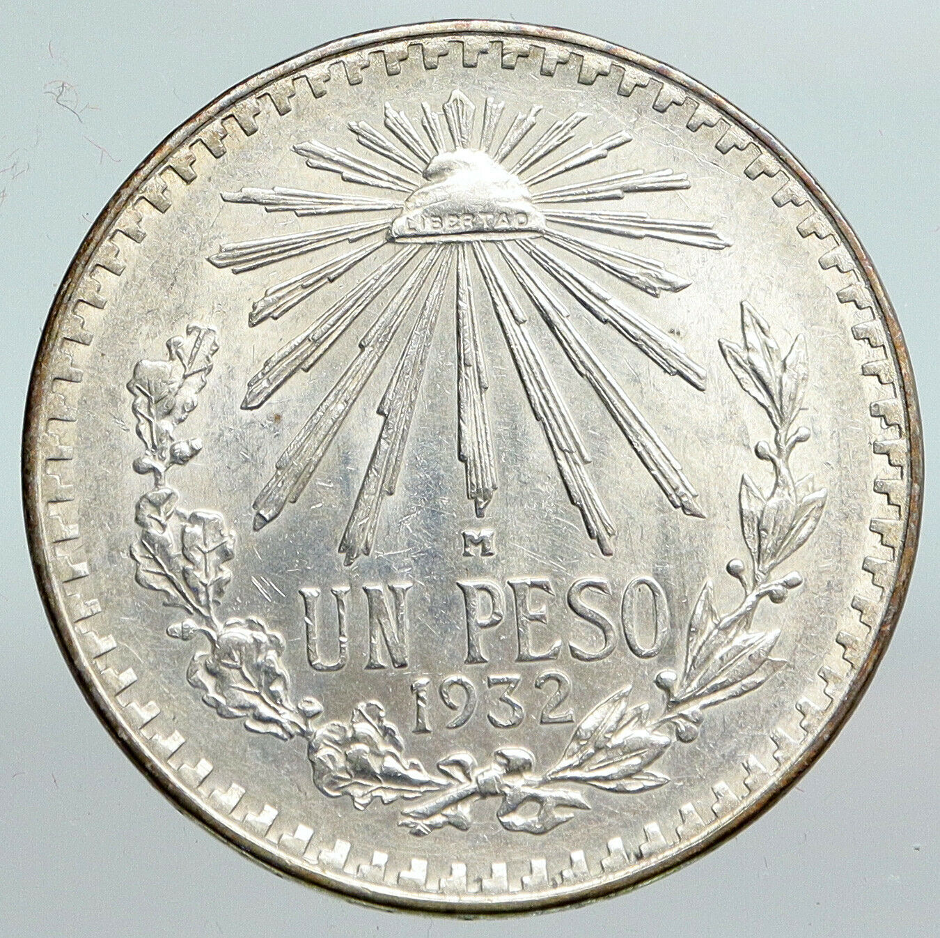 1932 Mo MEXICO Large Eagle Liberty Cap Mexican Antique Silver 1 Peso Coin i90373