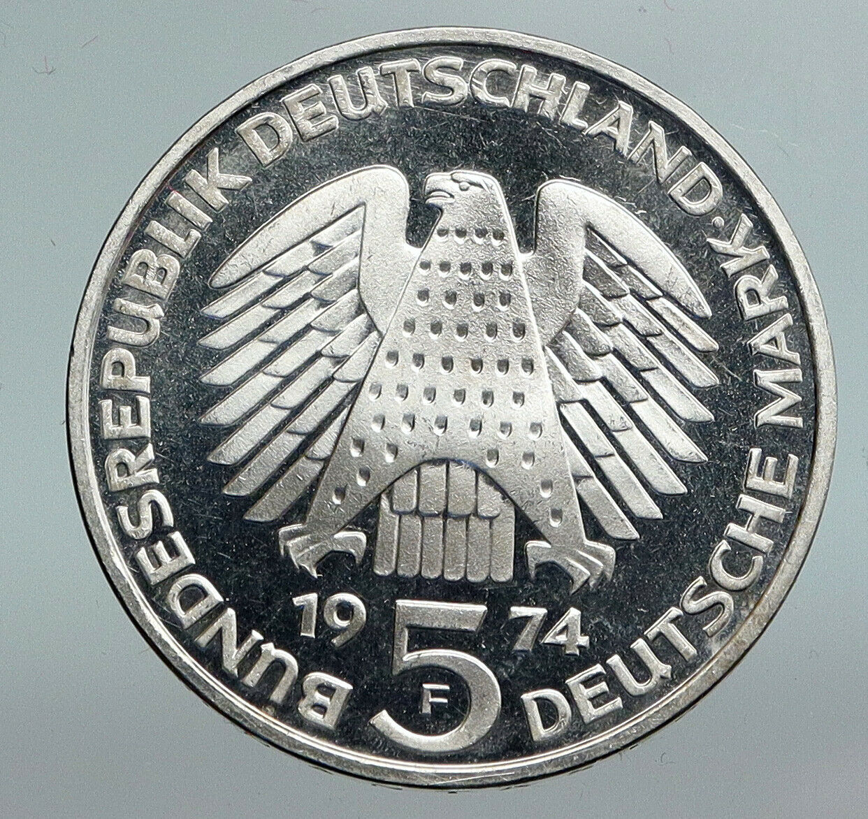 1974 F GERMANY 25 Years of German Federal Constitution Law Silver 5 Mark i90360