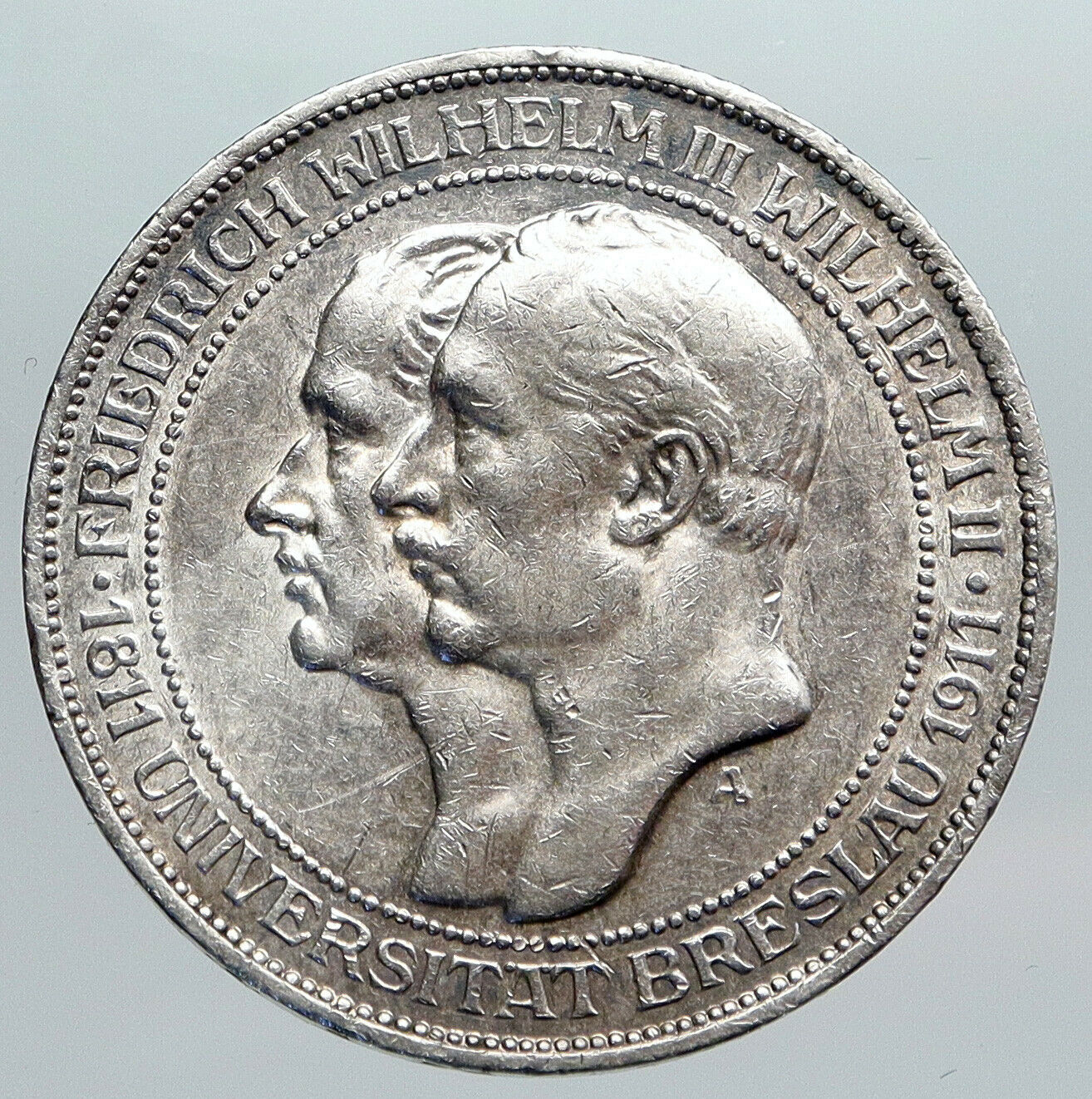 1911 PRUSSIA KINGDOM Germany WILHELM II and III Silver 3 Mark German Coin i90440