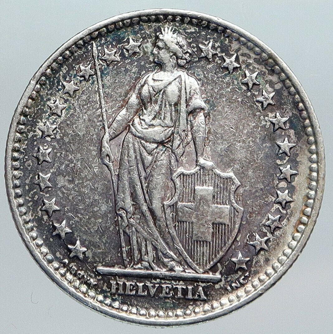 1940 SWITZERLAND - HELVETIA Symbolizes SWISS Nation SILVER 2 Francs Coin i90433