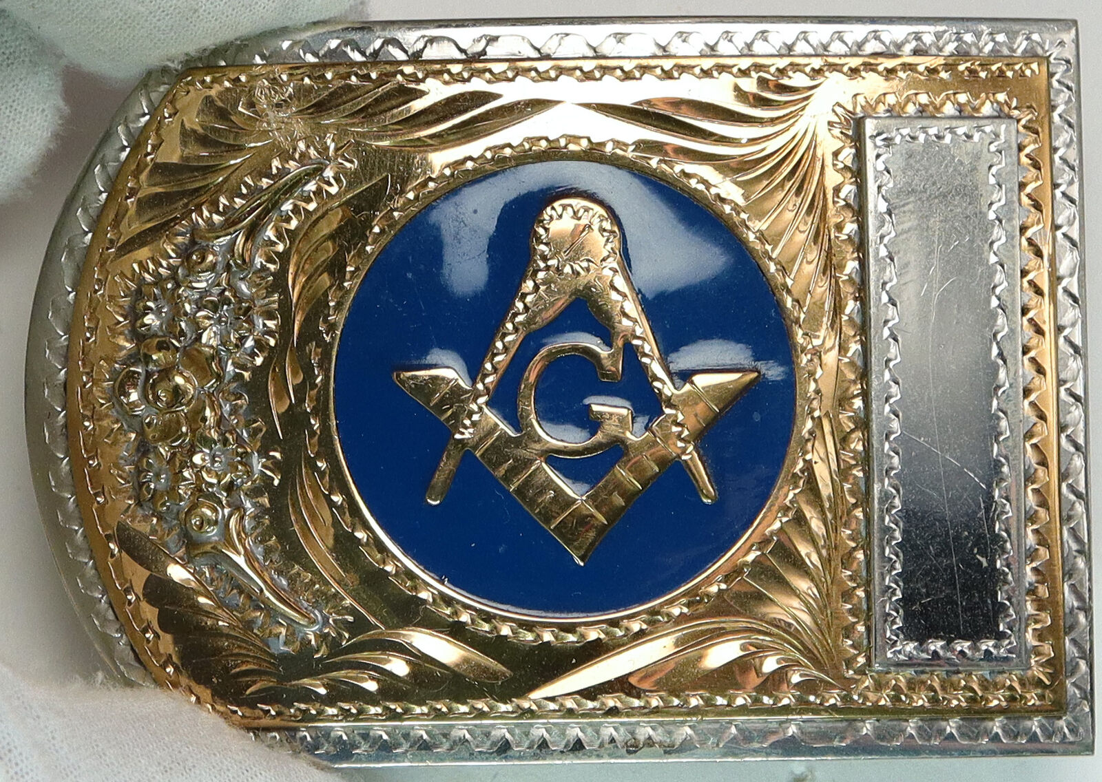 USA FREEMASON Square Compass ORNATE Flora Scottish Rite COLOR Belt Buckle i90409