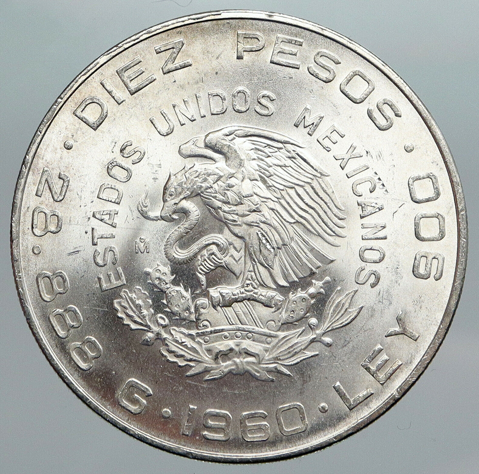 1960 Mexican 150Y WAR OF INDEPENDENCE Hidalgo Madero Silver 10 Pesos Coin i90441