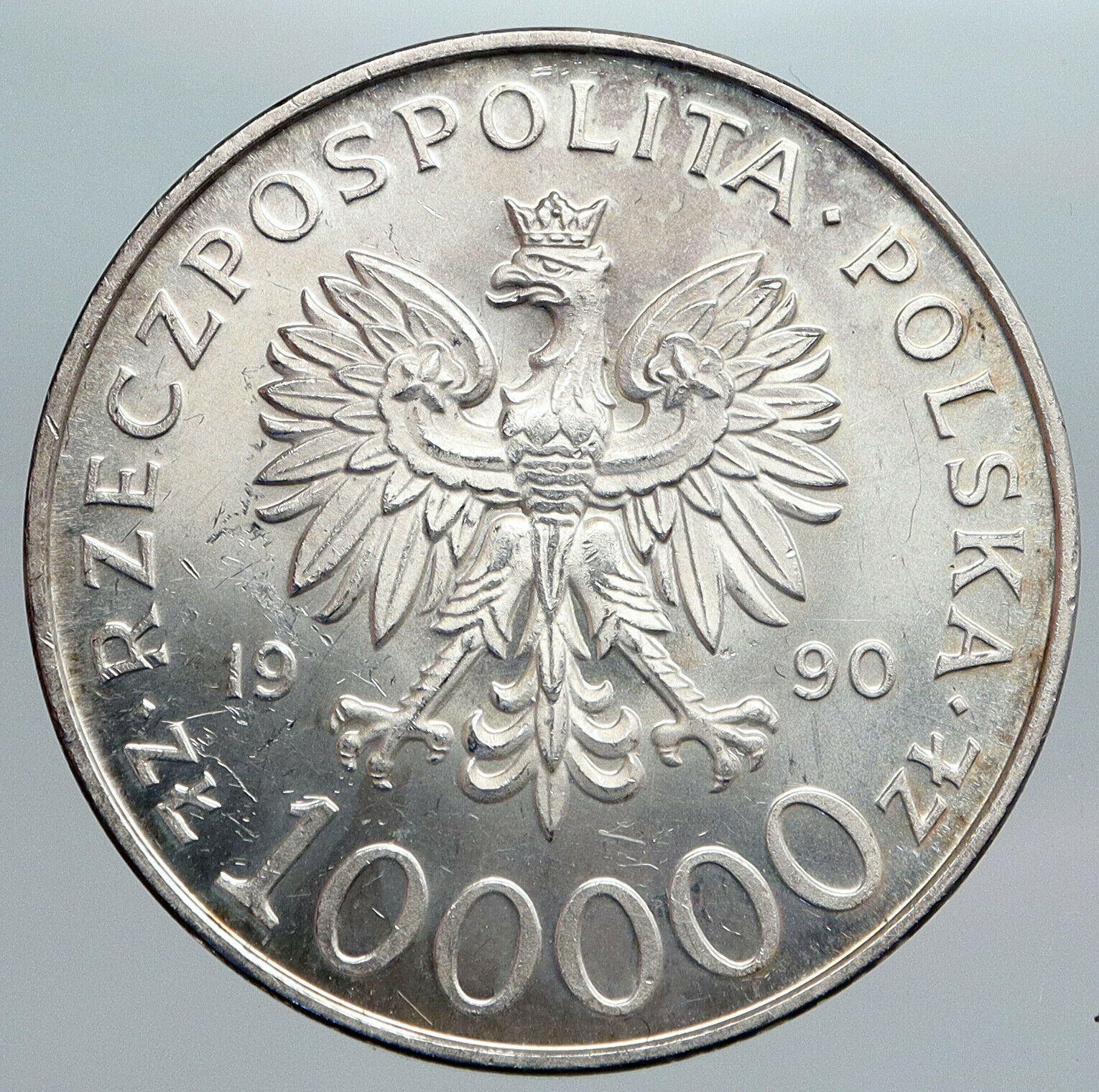 1990 POLAND Silver Jozef Pilsudski OLD Antique Silver 100000 Zlotych Coin i90454