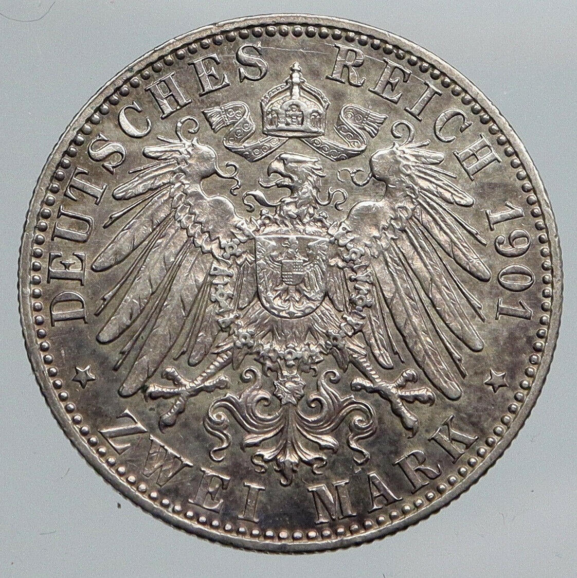 1901 Germany PRUSSIA KINGDOM Wilhelm II & Frederick I Silver 2 Mark Coin i90463