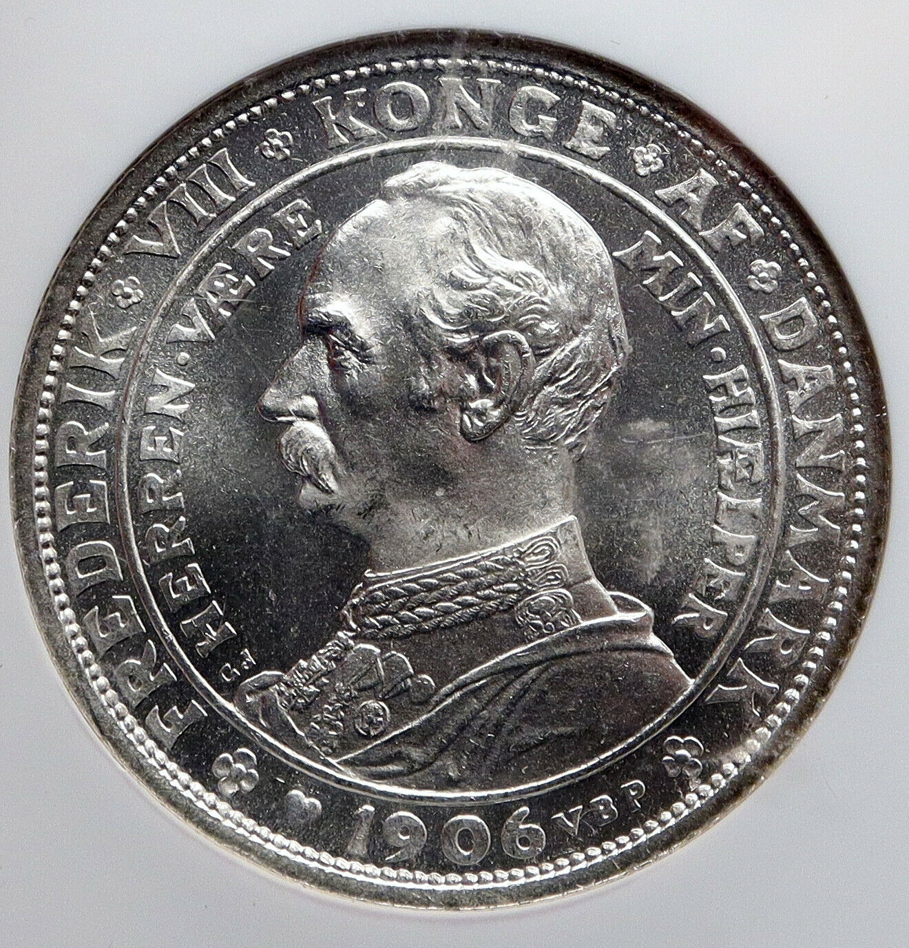 1906 DENMARK King Christian IX Frederick VIII OLD Silver 2Kroner Coin NGC i90425