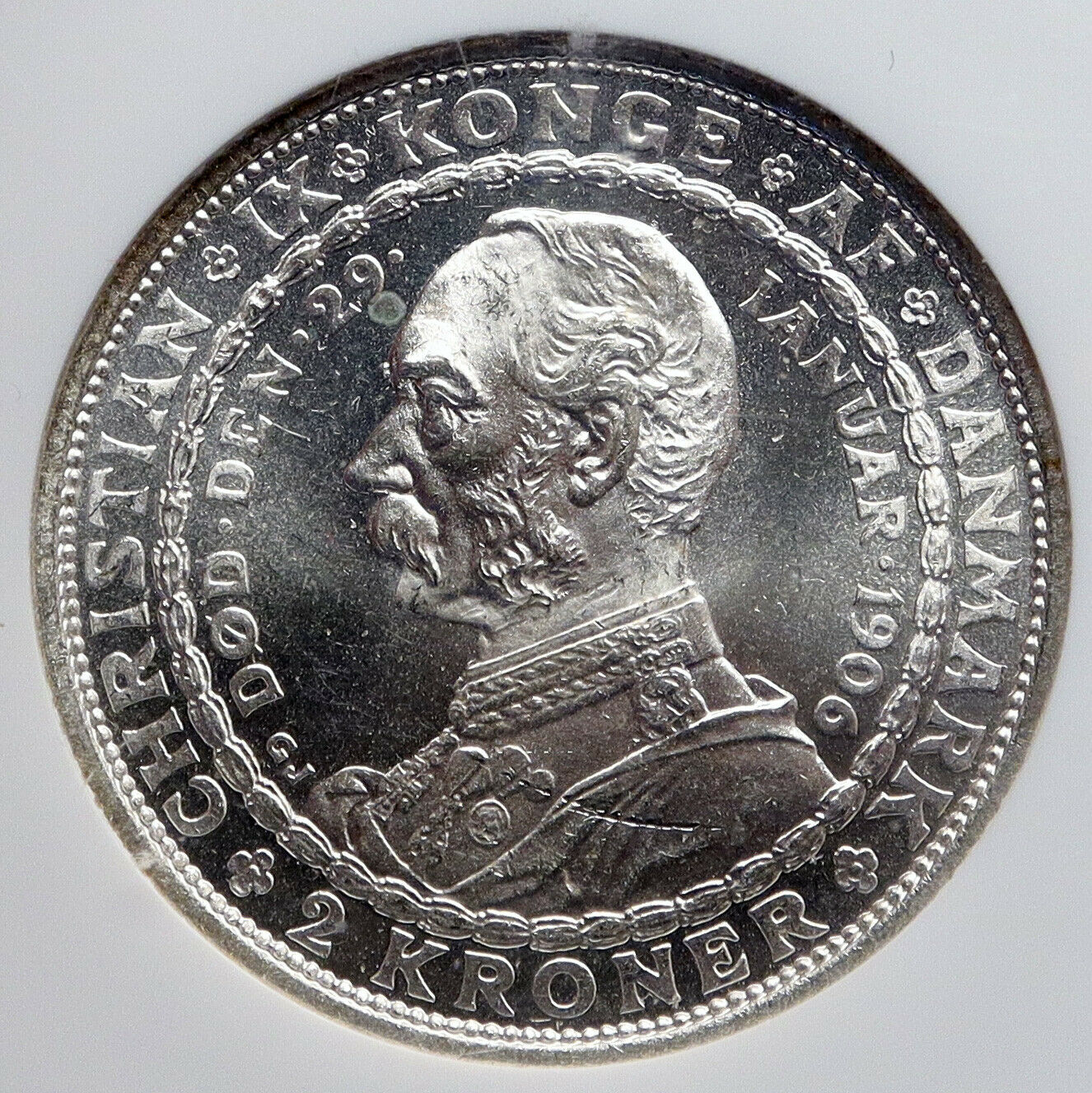 1906 DENMARK King Christian IX Frederick VIII OLD Silver 2Kroner Coin NGC i90425