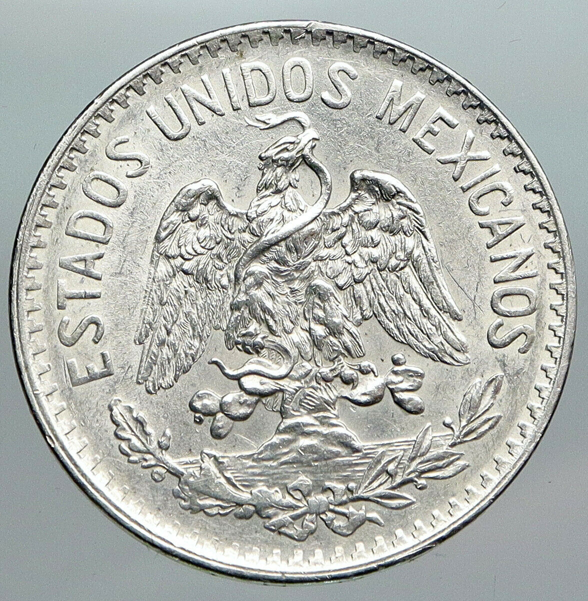 1907 MEXICO City EAGLE CACTUS SERPENT Silver 50 Centavos Mexican Coin i90469