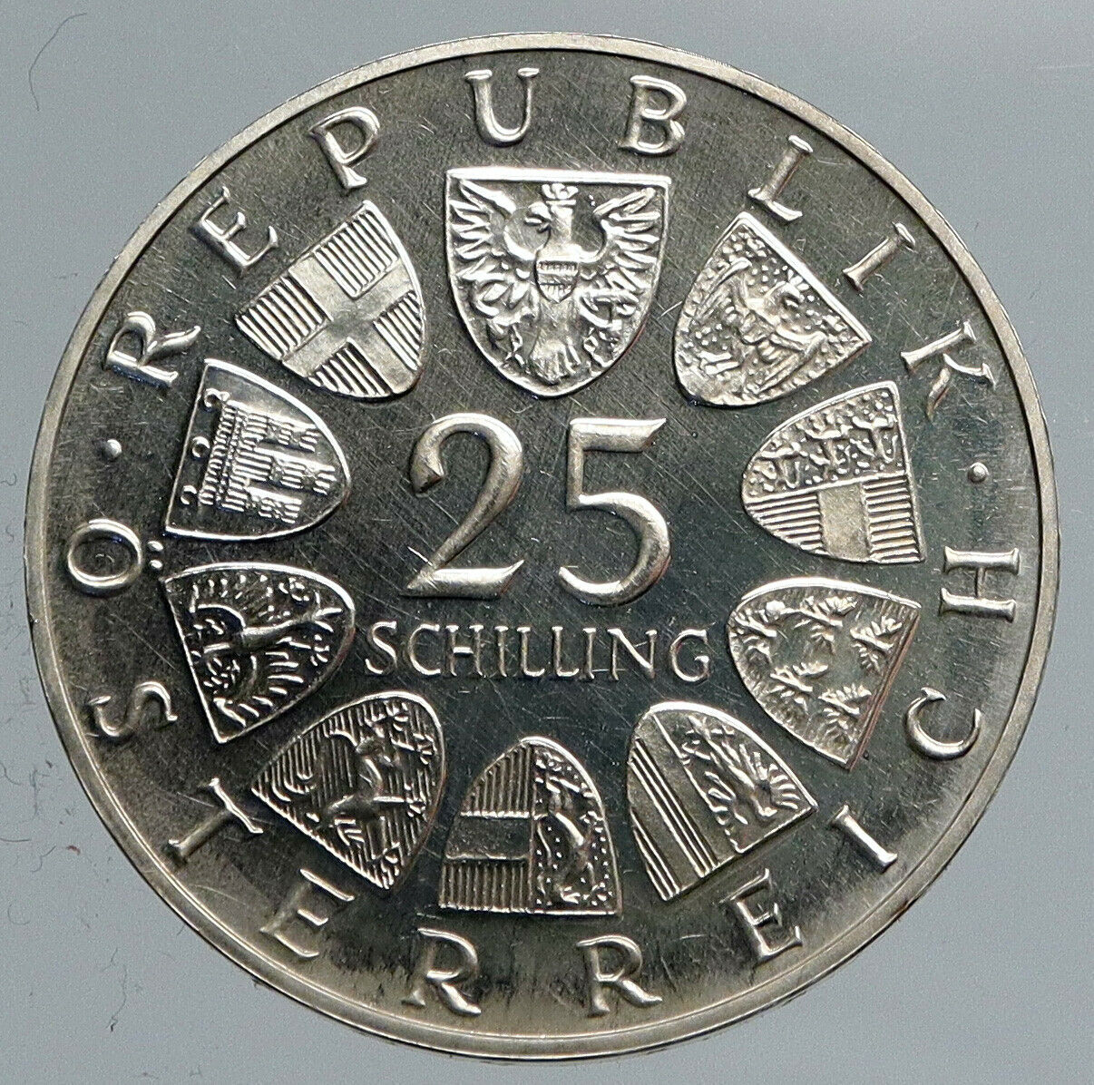 1965 AUSTRIA Vienna Tech School J J Prechtl Proof Silver 25Schilling Coin i90482