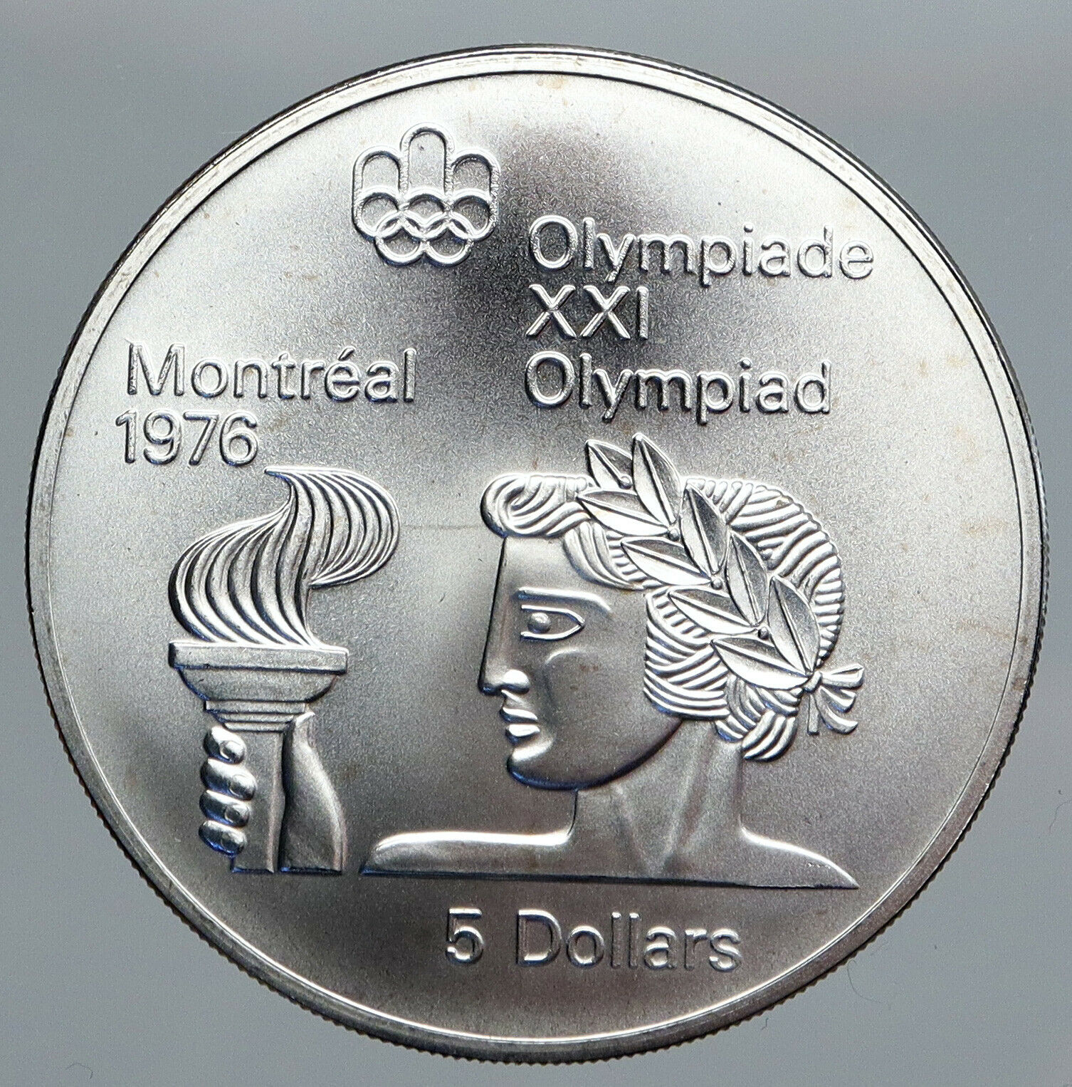 1974 CANADA Queen Elizabeth II Olympics Montreal TORCH HOLDER Silver Coin i90476