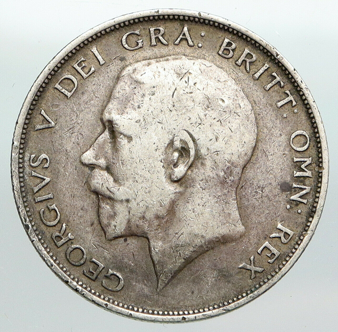 1914 Great Britain UK United Kingdom King George V SILVER Half Crown Coin i90512