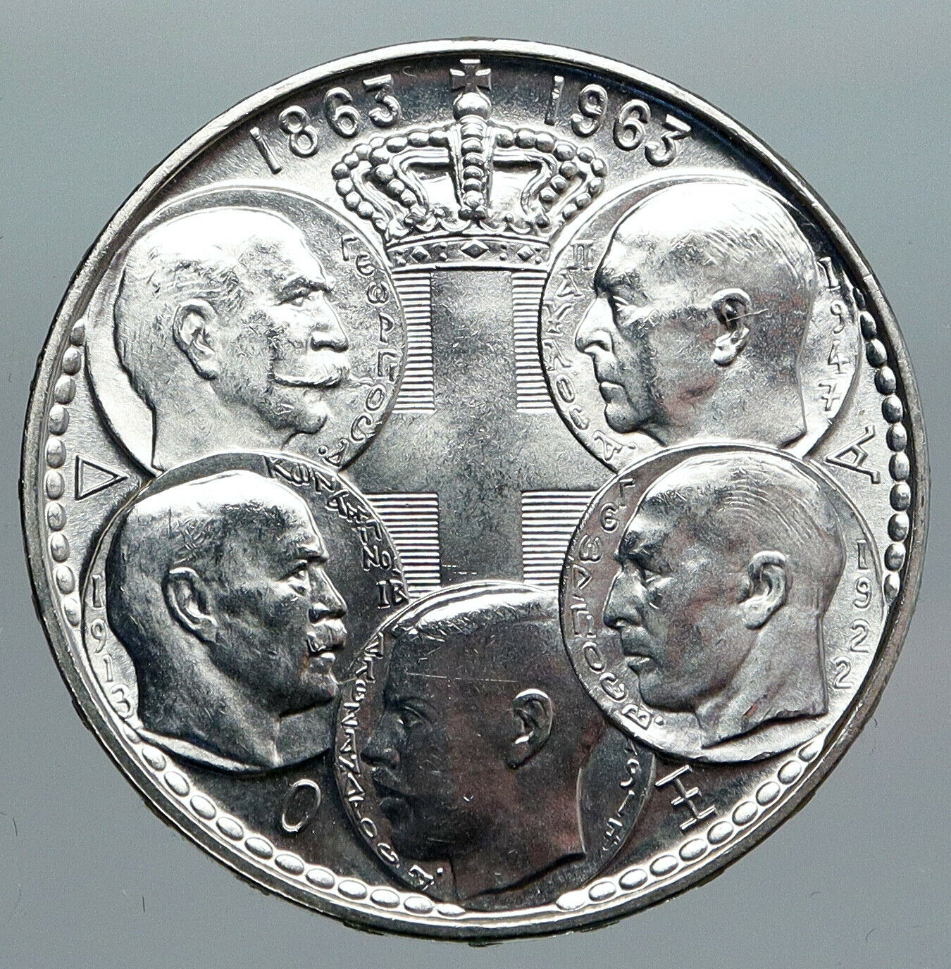 1963 GREECE PAUL GEORGE I II ALEXANDER CONSTANTINE Silver 30 Drachma Coin i90523