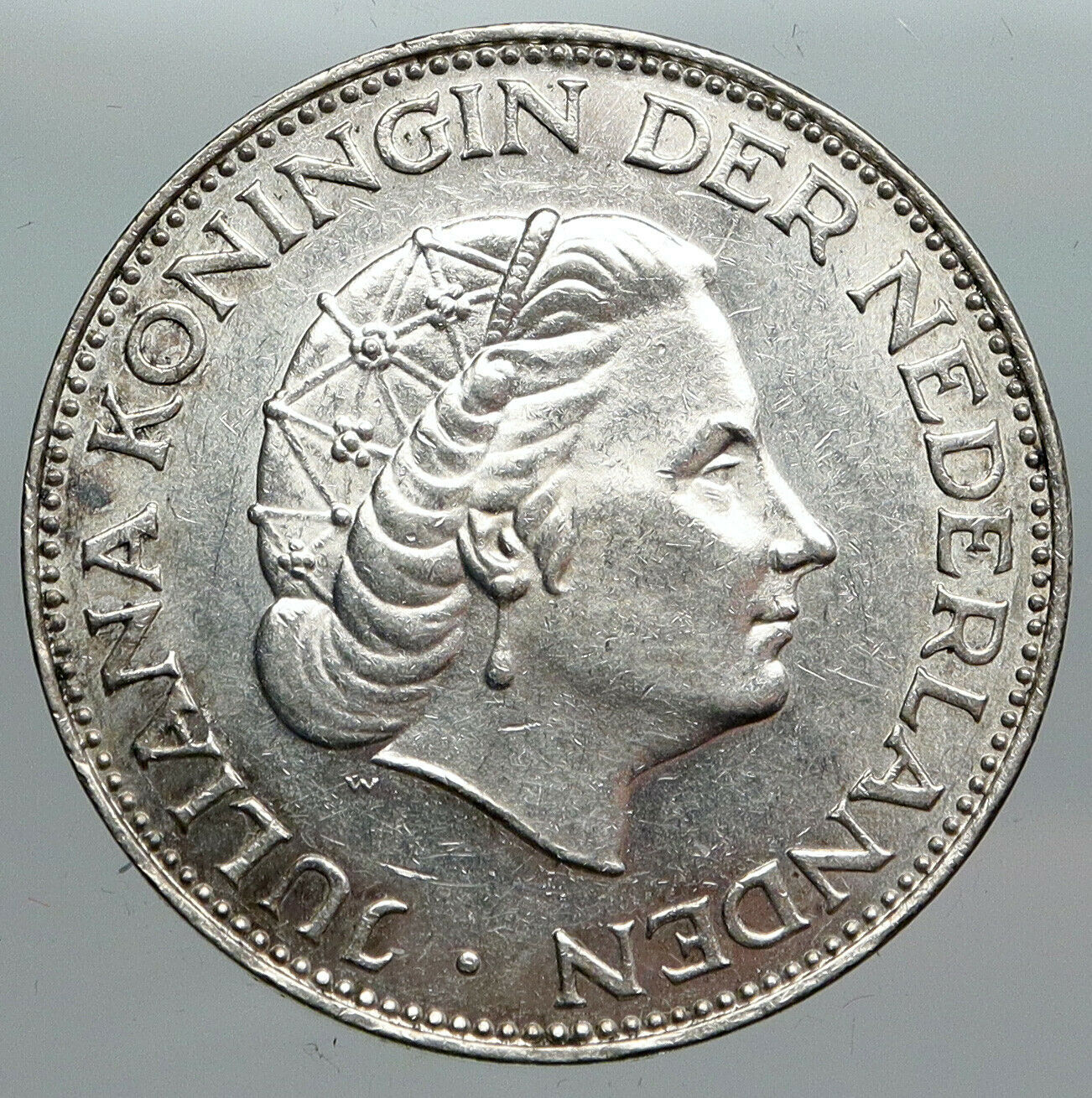 1961 Netherlands Kingdom Queen JULIANA Vintage Silver 2 1/2 Gulden Coin i90515