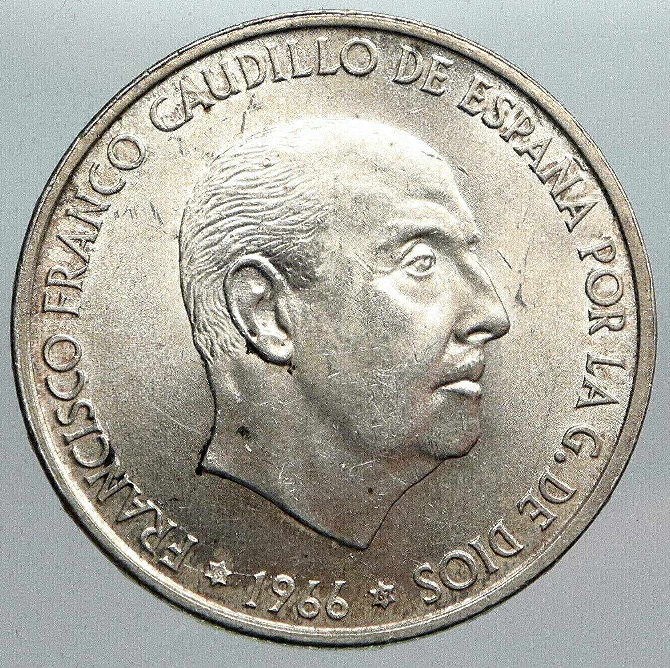 1966 SPAIN Large Franco Caudillo VINTAGE Silver 100 Pesetas Spanish Coin i90510