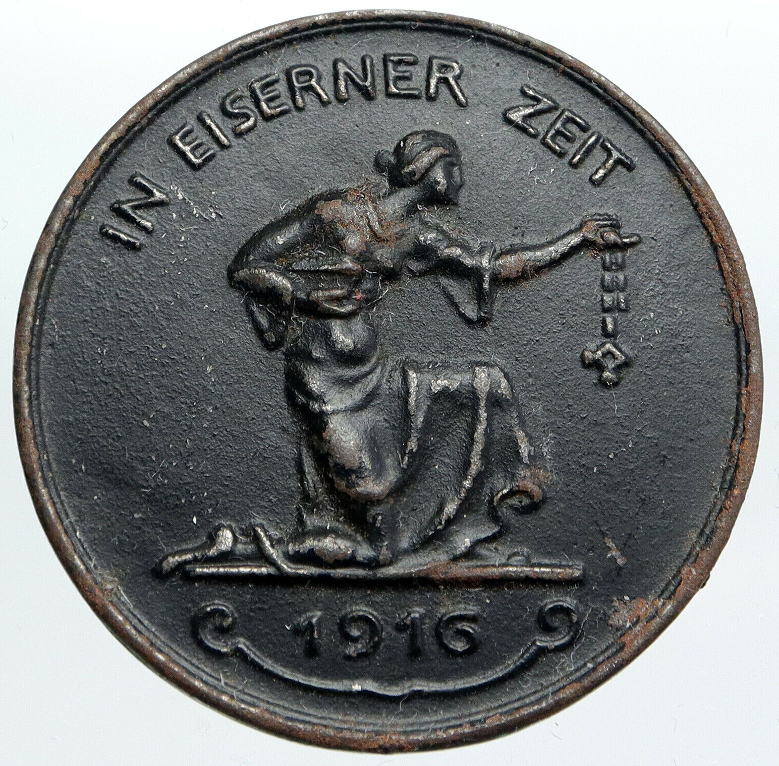 1916 GERMANY In Eiserner Zeit WWI Collection Campaign ANTIQUE Medal Token i90521