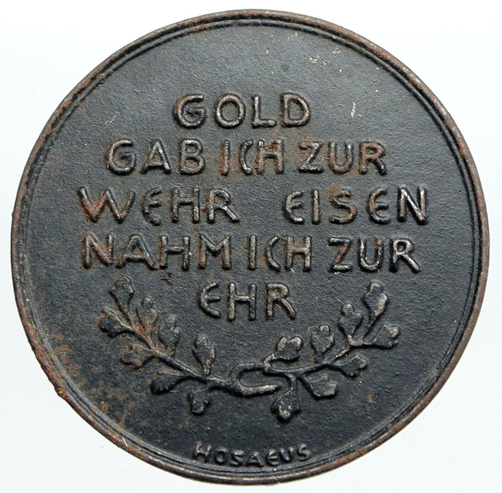 1916 GERMANY In Eiserner Zeit WWI Collection Campaign ANTIQUE Medal Token i90521