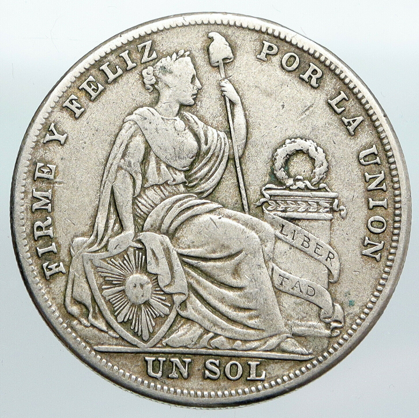 1925 PERU South America 1 SOL Antique BIG Original Silver Peruvian Coin i90527