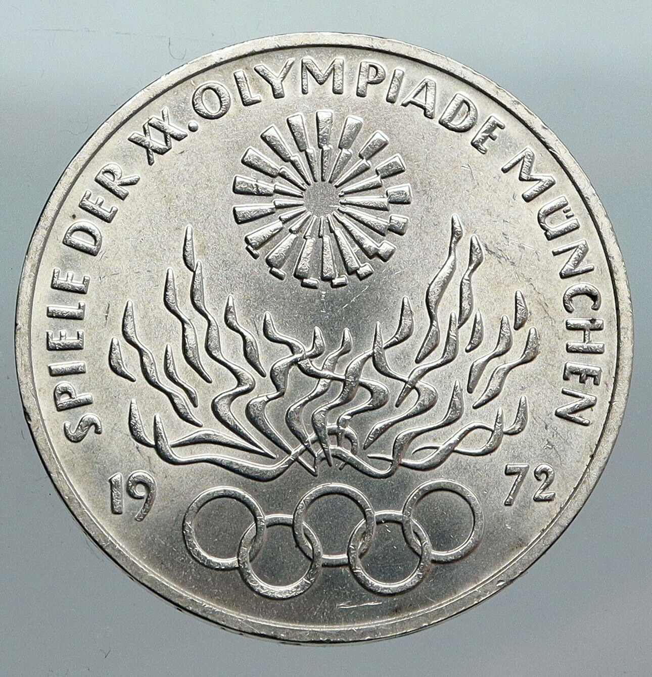 1972 Germany Munich Summer Olympic Antique Vintage Silver 10 Mark Coin i90531