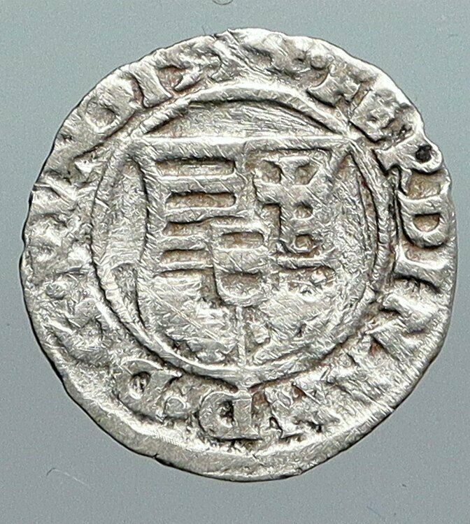 1534 HUNGARY King Ferdinand MADONNA & CHILD ANTIQUE Old Silver Denar Coin i90547