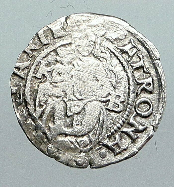 1534 HUNGARY King Ferdinand MADONNA & CHILD ANTIQUE Old Silver Denar Coin i90550