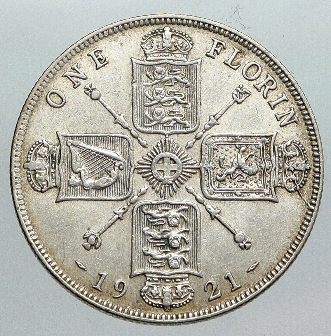 1921 Great Britain UK King George V United Kingdom Big SILVER FLORIN Coin i90574