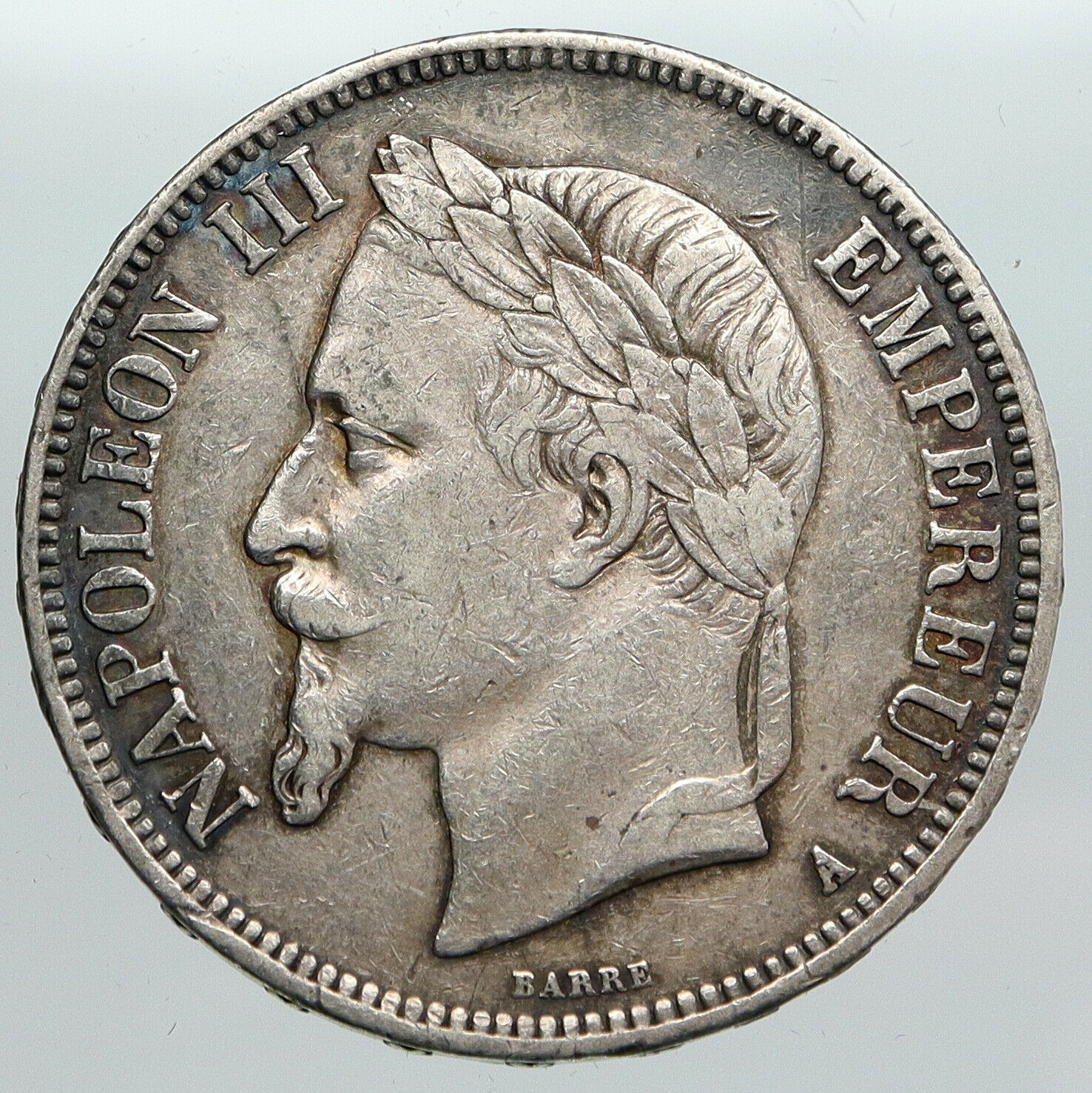 1868 BELGIUM with King LEOPOLD II and LION ANTIQUE Silver 5 Francs Coin i90566