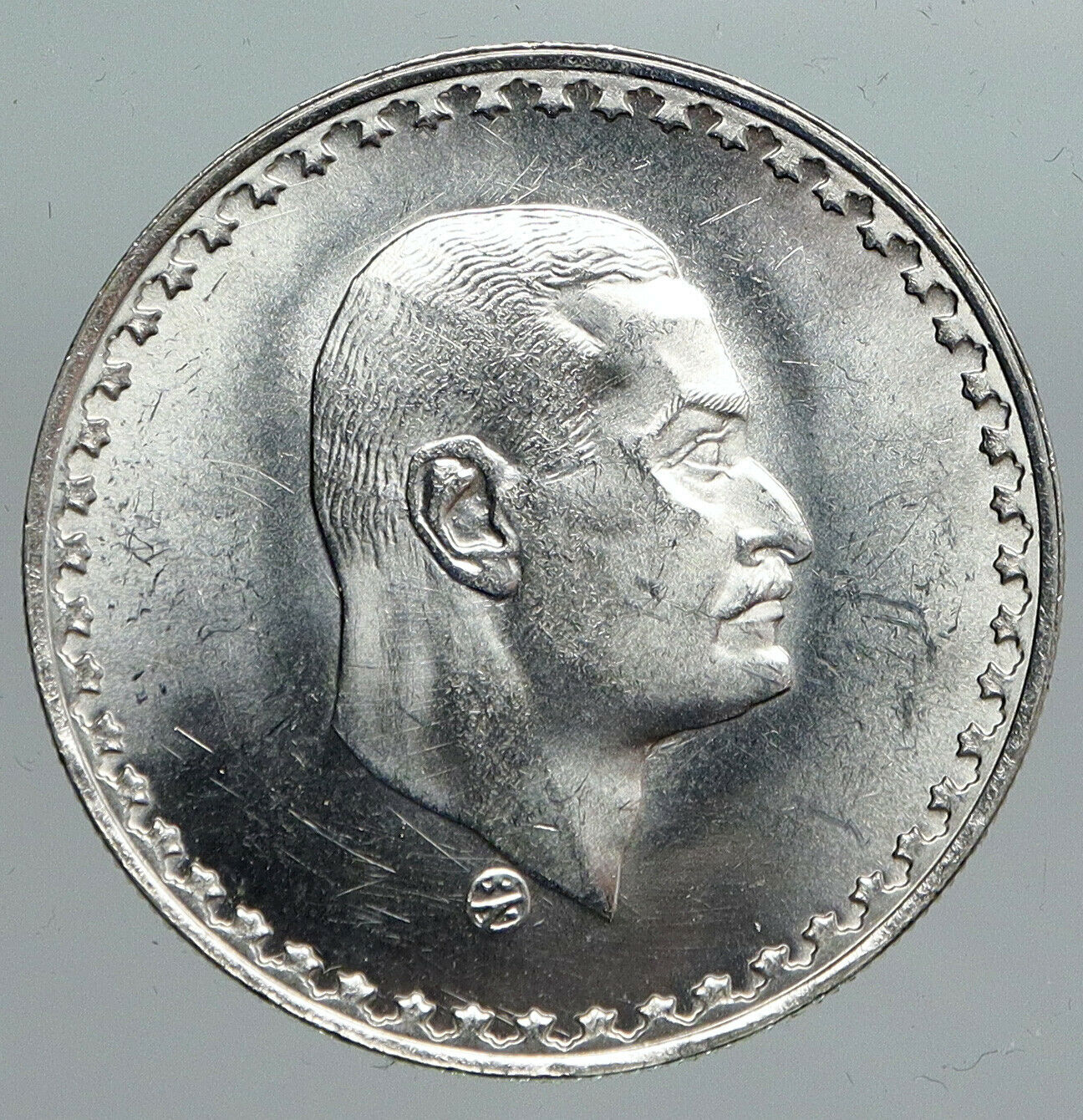 1970 EGYPT w President Nasser Hussein VINTAGE Antique Silver 50 Pias Coin i90572