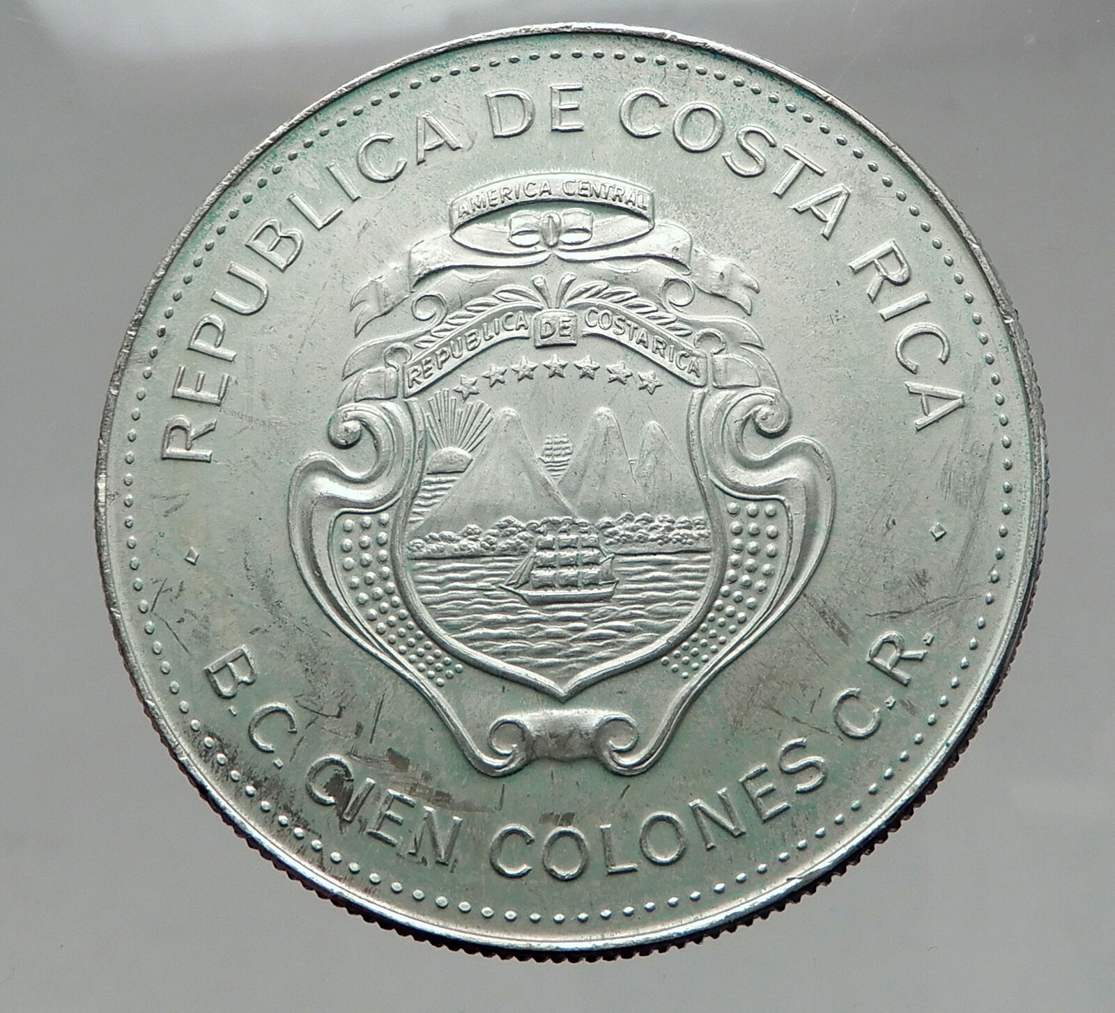 1979 COSTA RICA International Year of Children LARGE Silver Coin w BIRDS i63021