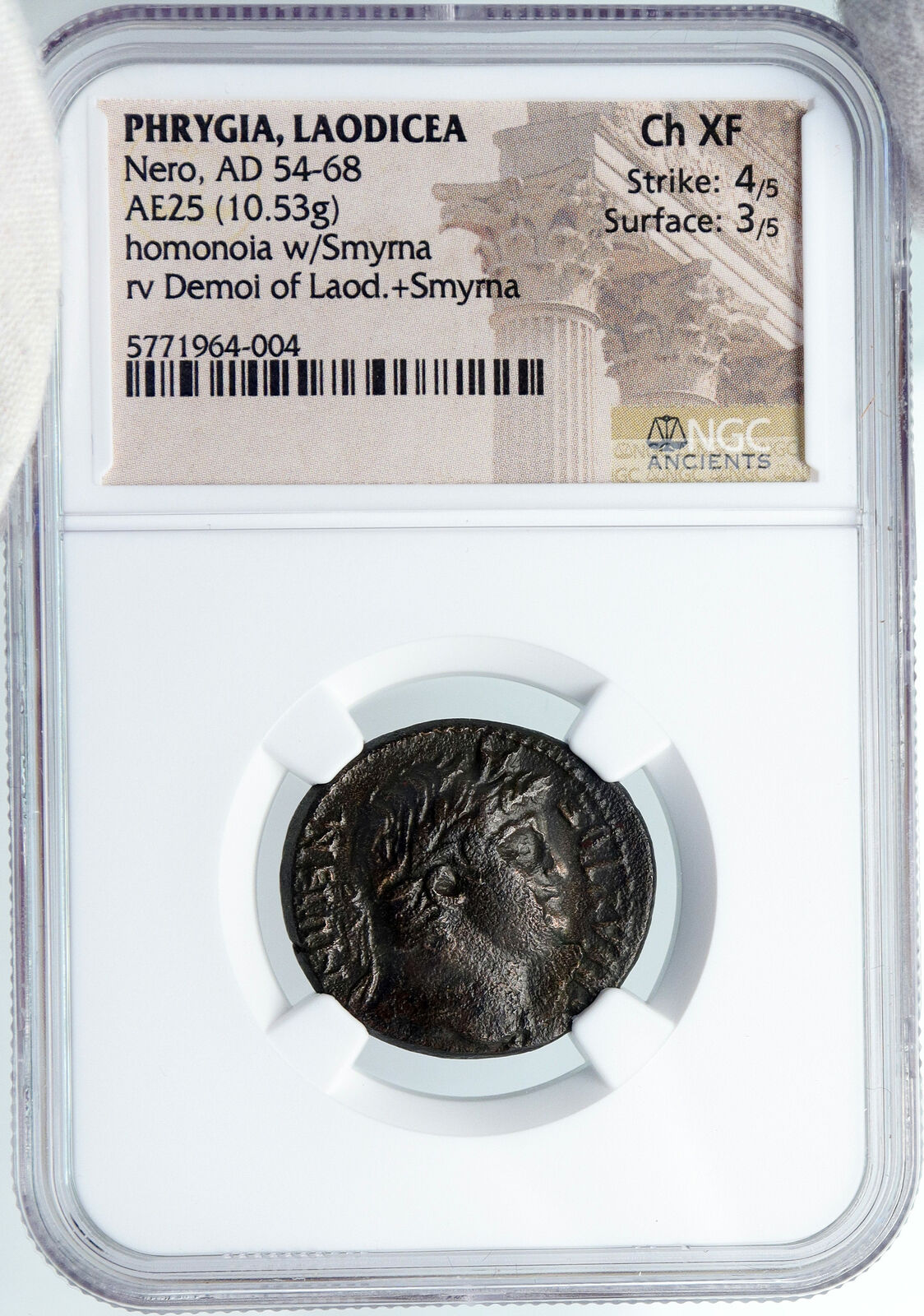 NERO Authentic Ancient Genuine Original 54AD OLD Roman Coin Homonoia NGC i88900