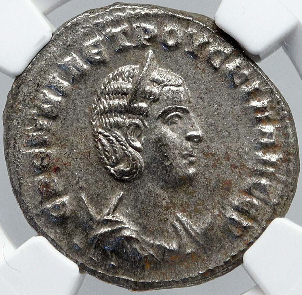 HERENNIA ETRUSCILLA Ancient 250AD OLD Silver Roman Coin EAGLE & PALM NGC i87719