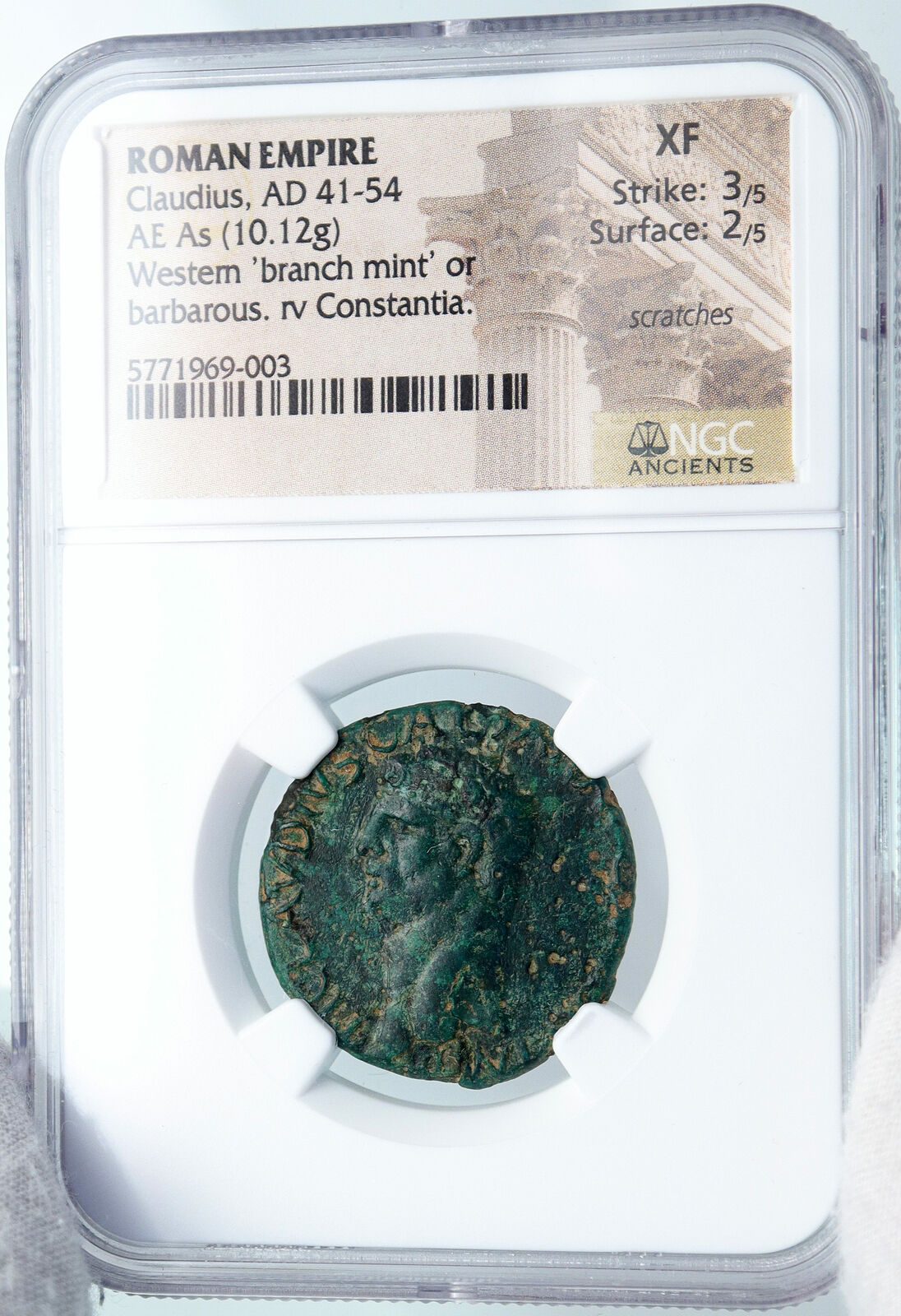 CLAUDIUS Authentic Ancient Branch Mint BARBAROUS RARE Old Roman Coin NGC i88927