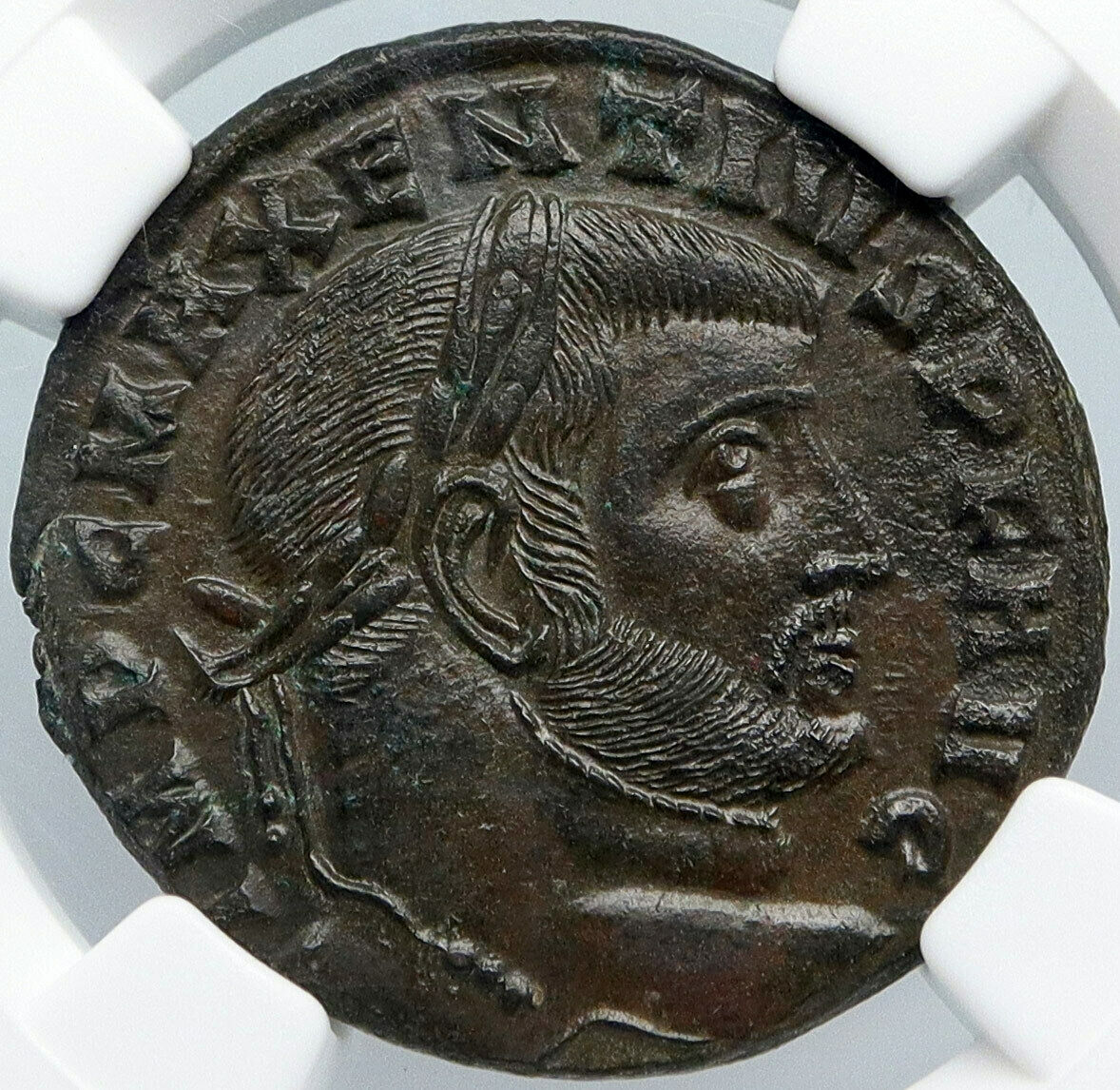 MAXENTIUS Authentic Ancient 308AD Rome Genuine OLD Roman Coin TEMPLE NGC i88881