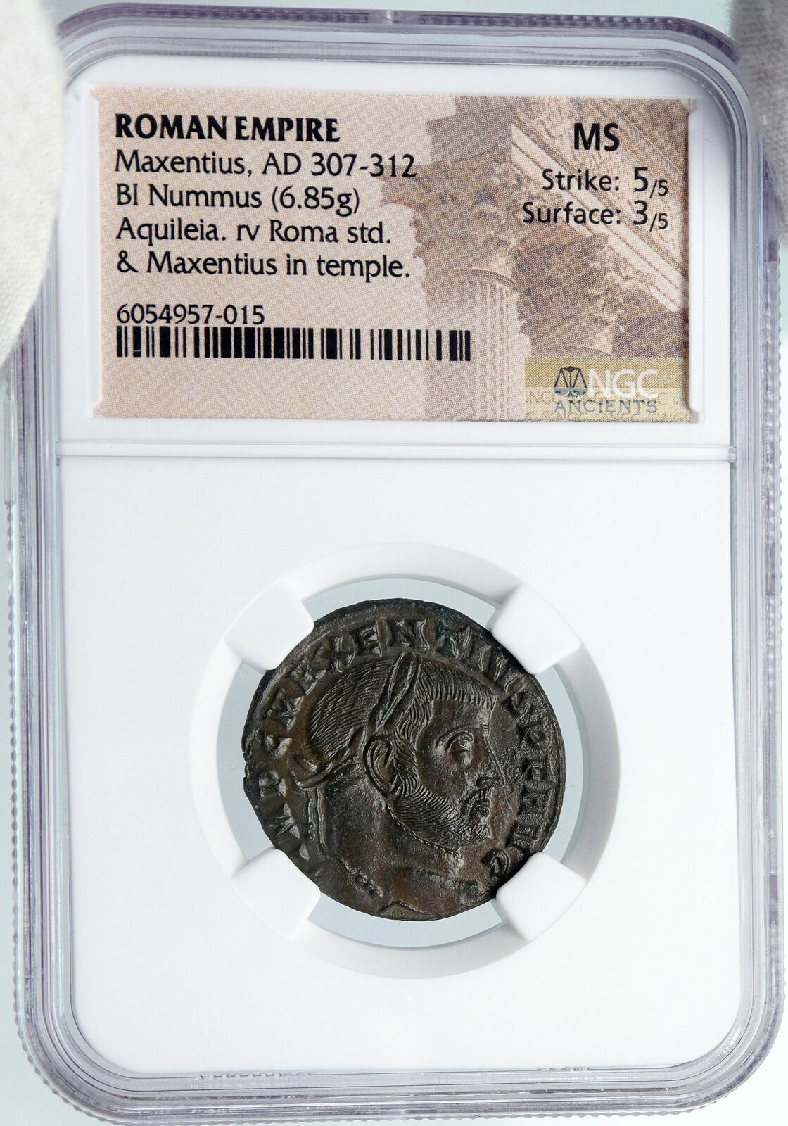 MAXENTIUS Authentic Ancient 308AD Rome Genuine OLD Roman Coin TEMPLE NGC i88881