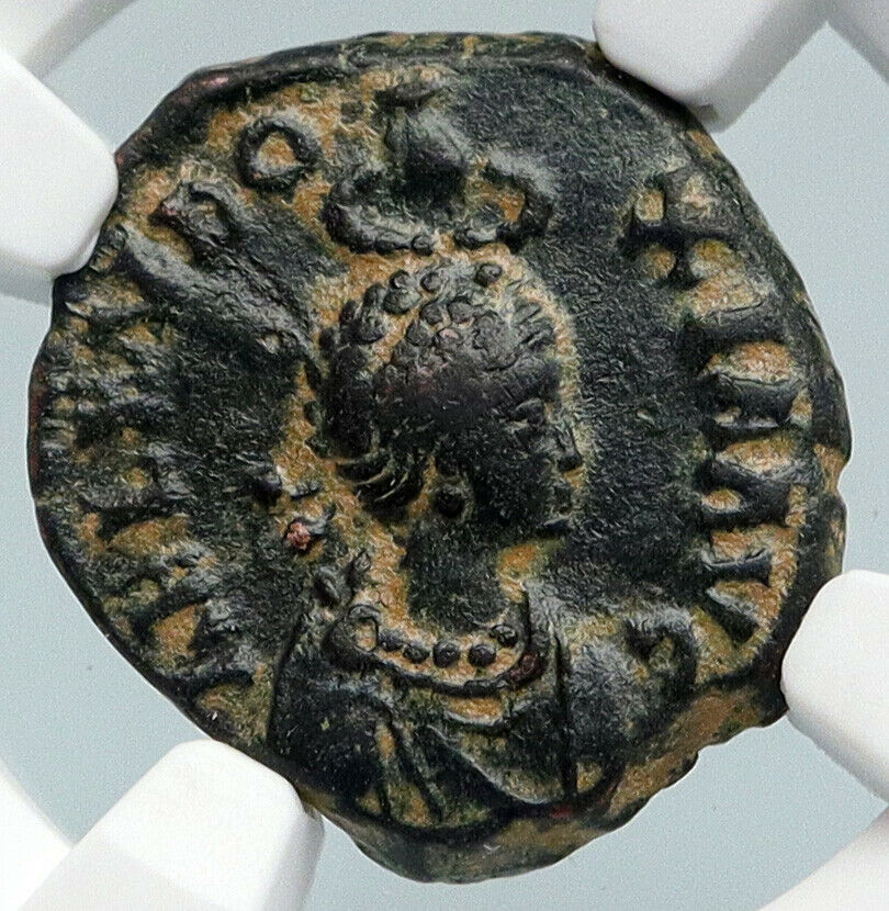 EUDOXIA Arcadius Wife 401AD Authentic OLD Ancient Roman Coin VICTORY NGC i89861