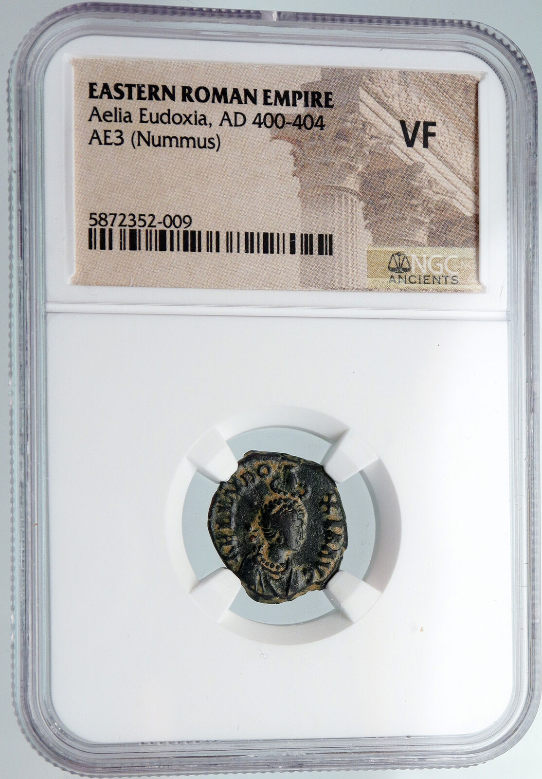 EUDOXIA Arcadius Wife 401AD Authentic OLD Ancient Roman Coin VICTORY NGC i89861