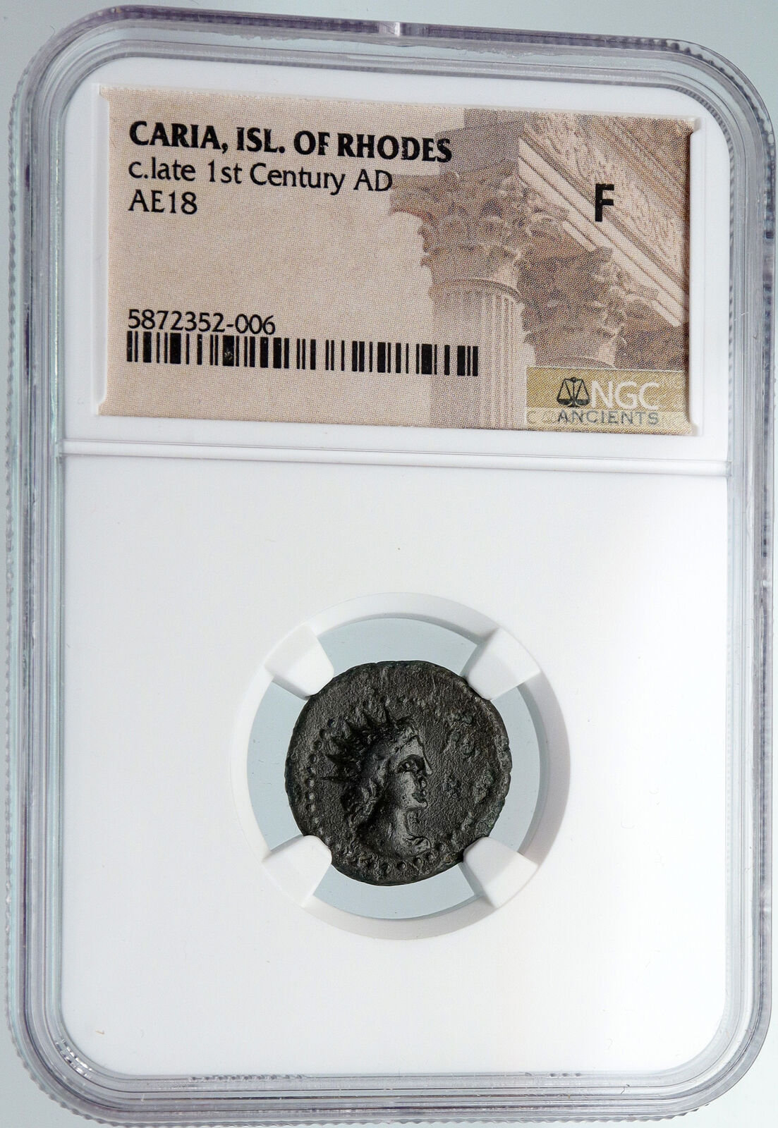 RHODES Greek Island Off Caria Genuine Ancient 1 AD Greek Coin HELIOS NGC i89858