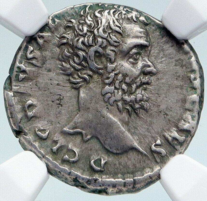 CLODIUS ALBINUS as Caesar Ancient 193AD Silver Roman DENARIUS Coin NGC i89619